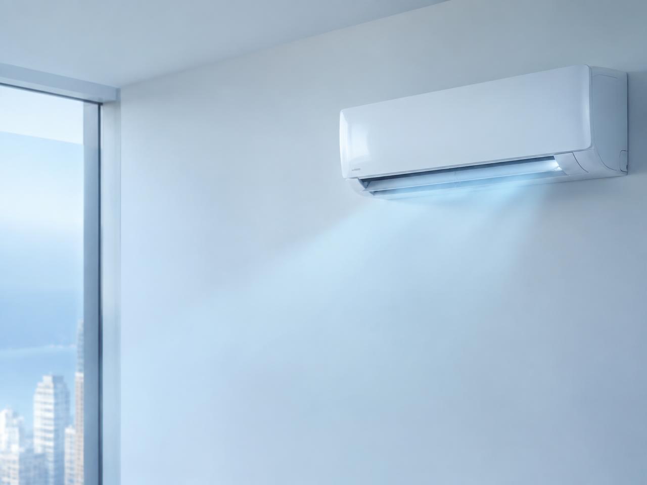 Split AC unit cooling a bright Beirut apartment